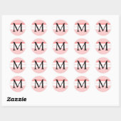 Monogram bruiloft envelop Sticker licht roze (Vel)