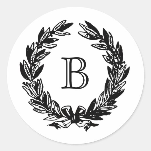 Monogram Bruiloft Familie Crest Embleem  Ronde Sticker (Voorkant)