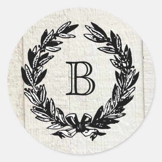 Monogram bruiloft Familie Crest Emblem  Klasse Ronde Sticker (Voorkant)