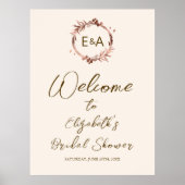 Monogram Bruiloft Feest Welkom Bord Poster (Voorkant)