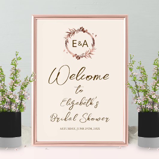 Monogram Bruiloft Feest Welkom Bord Poster