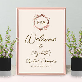 Monogram Bruiloft Feest Welkom Bord Poster