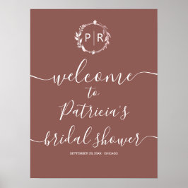Monogram Bruiloft Feest Welkom Bord Poster