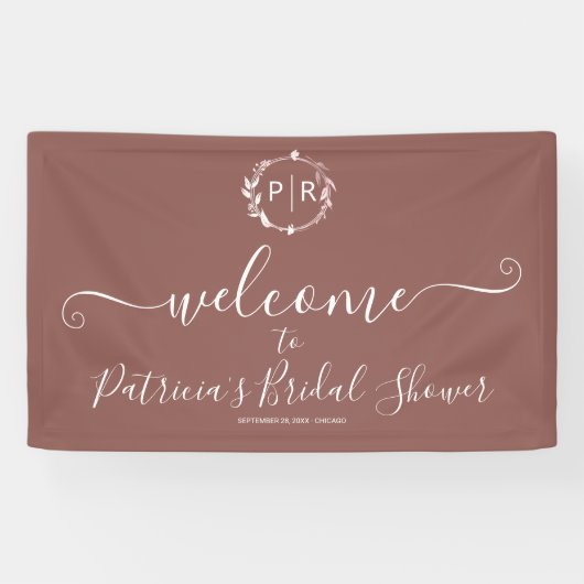 Monogram Bruiloft Feest Welkom Teken Banner (Horizontaal)