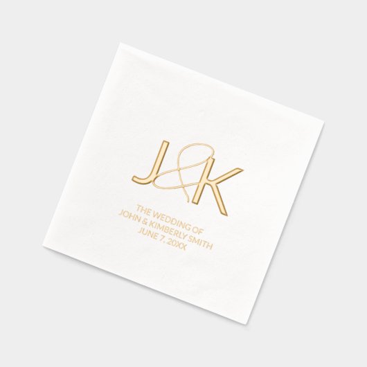 Monogram bruiloft Folie gestempeld servetten (Links)