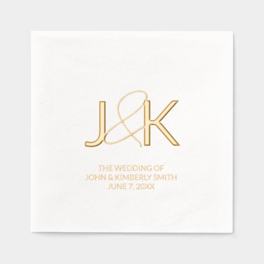 Monogram bruiloft Folie gestempeld servetten (Voorkant)