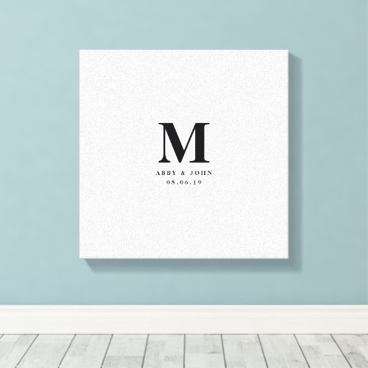 Monogram Bruiloft Gastenboek Alternatief Canvas Afdruk (Insitu (Houten vloer))