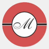 Monogram bruiloft getoond rood u kiest kleur ronde sticker (Voorkant)