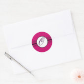 Monogram Bruiloft Grenzen Diepe Rasberry Ronde Sticker (Envelop)