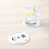 Monogram bruiloft gunst Drink gepersonaliseerd Ronde Kartonnen Onderzetter (Insitu)