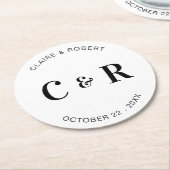 Monogram bruiloft gunst Drink gepersonaliseerd Ronde Kartonnen Onderzetter (Gebogen)