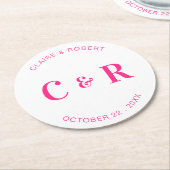 Monogram bruiloft gunst Drink gepersonaliseerd Ronde Kartonnen Onderzetter (Gebogen)