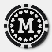 Monogram bruiloft gunst poker chip | Zwart wit (Voorkant)
