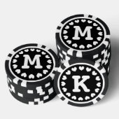 Monogram bruiloft gunst poker chip | Zwart wit (Opstapeling)
