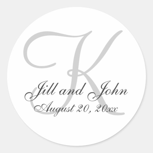 Monogram bruiloft gunst ronde Sticker (Voorkant)