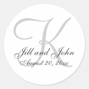 Monogram bruiloft gunst ronde Sticker