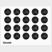 Monogram bruiloft gunst Stickers roze zwart (Vel)