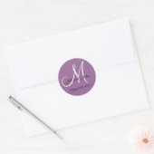 Monogram Bruiloft Initiaal Bruid Groom Mauve Seal Ronde Sticker (Envelop)