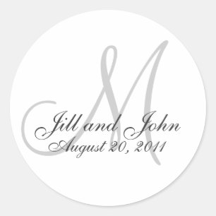 Monogram Bruiloft Initiaal Bruid Groom Seal Sticke Ronde Sticker