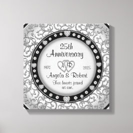 Monogram bruiloft Jubileum met harten Canvas Afdruk