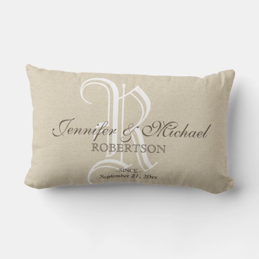 Monogram bruiloft / Jubileum Pillow Kussen (Achterkant)