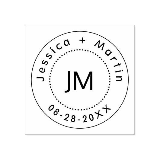 Monogram bruiloft Logo met de namen & datum van he Rubberstempel (Afrduk)