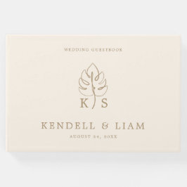 Monogram Bruiloft Logo Monstera Gastenboek