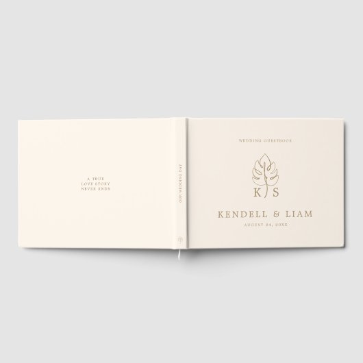 Monogram Bruiloft Logo Monstera Gastenboek (Volledig)