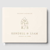 Monogram Bruiloft Logo Monstera Gastenboek (Voorkant)