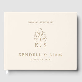 Monogram Bruiloft Logo Monstera Gastenboek