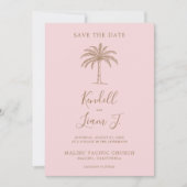 Monogram Bruiloft Logo Palm Tree Save the Date Kaa (Voorkant)