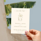 Monogram Bruiloft Logo Palm Tree Sla de datum op Kaart