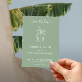 Monogram Bruiloft Logo Palm Tree Sla de datum op Kaart