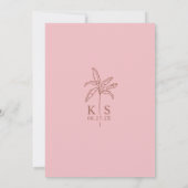 Monogram Bruiloft Logo Palm Tree Sla de datum op Kaart (Achterkant)