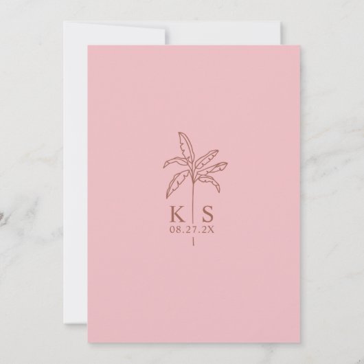 Monogram Bruiloft Logo Palm Tree Sla de datum op Kaart (Achterkant)