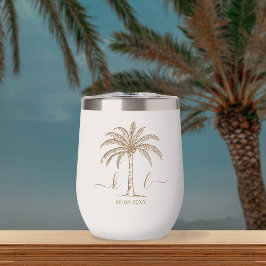 Monogram bruiloft Logo palmboom