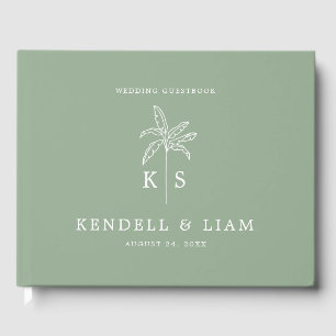 Monogram bruiloft Logo palmboom Gastenboek