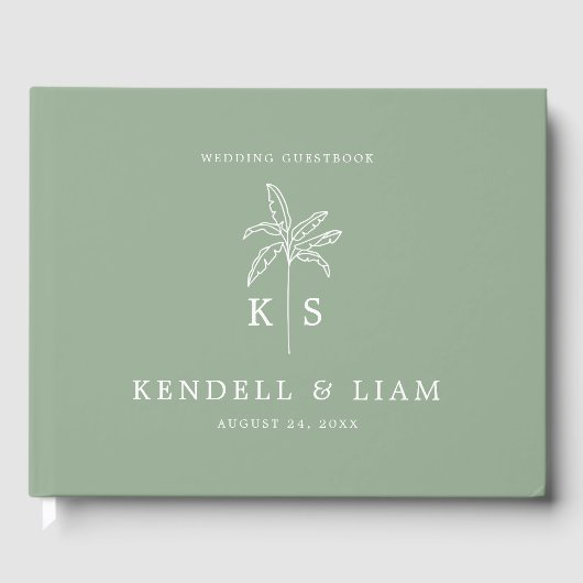 Monogram bruiloft Logo palmboom Gastenboek (Voorkant)