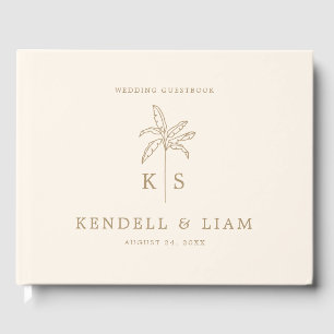 Monogram bruiloft Logo palmboom Gastenboek