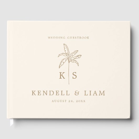 Monogram bruiloft Logo palmboom Gastenboek (Voorkant)