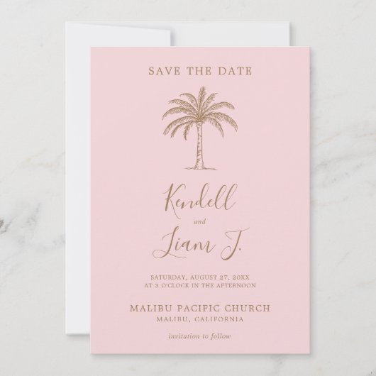 Monogram bruiloft Logo palmboom Save The Date (Voorkant)