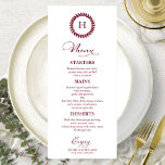 Monogram Bruiloft Menu Kaarten Bourgondië<br><div class="desc">Een simpele kaart voor het huwelijkskalligrafie. Ik bied een gratis aanpassingsservice aan. Als je vragen hebt of speciale verzoeken hebt,  kun je contact met mij opnemen.</div>