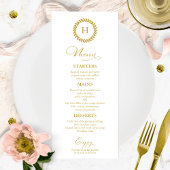 Monogram Bruiloft Menu Kaarten Goud