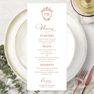 Monogram Bruiloft Menu Kaarten Roos Goud Script