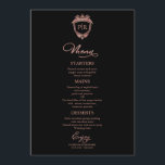 Monogram Bruiloft Menu Kaarten Zwart en Roos Goud<br><div class="desc">Een simpele kaart voor het huwelijkskalligrafie. Ik bied een gratis aanpassingsservice aan. Als je vragen hebt of speciale verzoeken hebt,  kun je contact met mij opnemen.</div>