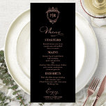 Monogram Bruiloft Menu Kaarten Zwart en Roos Goud<br><div class="desc">Een simpele kaart voor het huwelijkskalligrafie. Ik bied een gratis aanpassingsservice aan. Als je vragen hebt of speciale verzoeken hebt,  kun je contact met mij opnemen.</div>