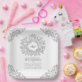 Monogram bruiloft met monogram monocironisch blad papieren bordje (Feest)