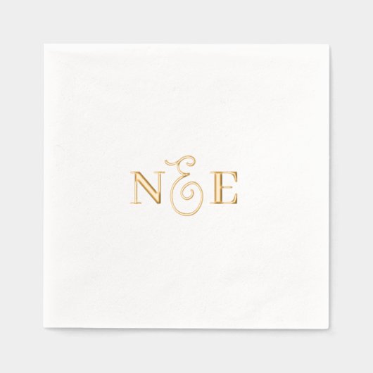 Monogram bruiloft minimalistisch elegant script go folie servetten (Voorkant)