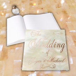 Monogram bruiloft parelmoer perzik | gastenboek