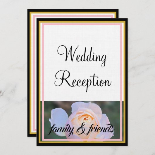 Monogram bruiloft receptie pastel roze rozen kaart (Voorkant / Achterkant)